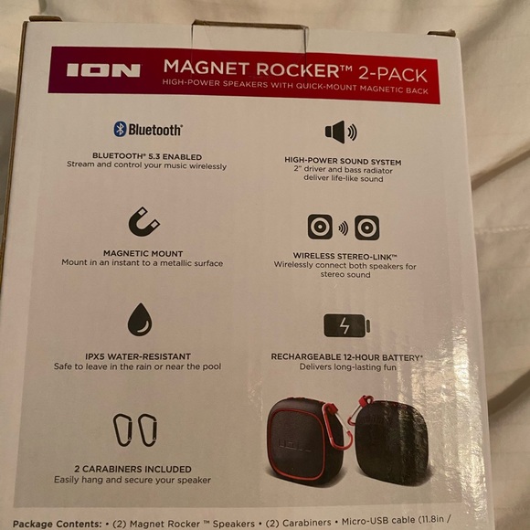 NWT 2 Pack Magnet Rocker Speakers - Picture 3 of 6